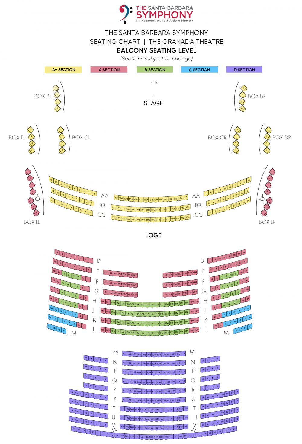 Seating Chart Santa Barbara Symphony   2021 SeatingMap Balcony Copy 1 1000x1471 